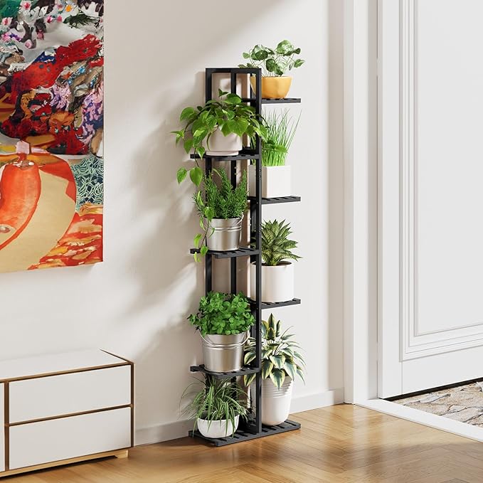 ROSSNY 55 Inch Tall Plant Stand Indoor, 7 Tier 8 Potted Bamboo Plant Stands - Image 4