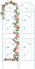 Metal Garden Trellis for Climbing Plants, 2 Pack 86.5" x 19.7" Green Plant by FHWTY