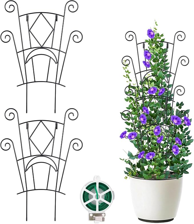 Stackable Plant Support Stakes, 2 Pack Metal Twig Plants Trellis by YHTPOUQE