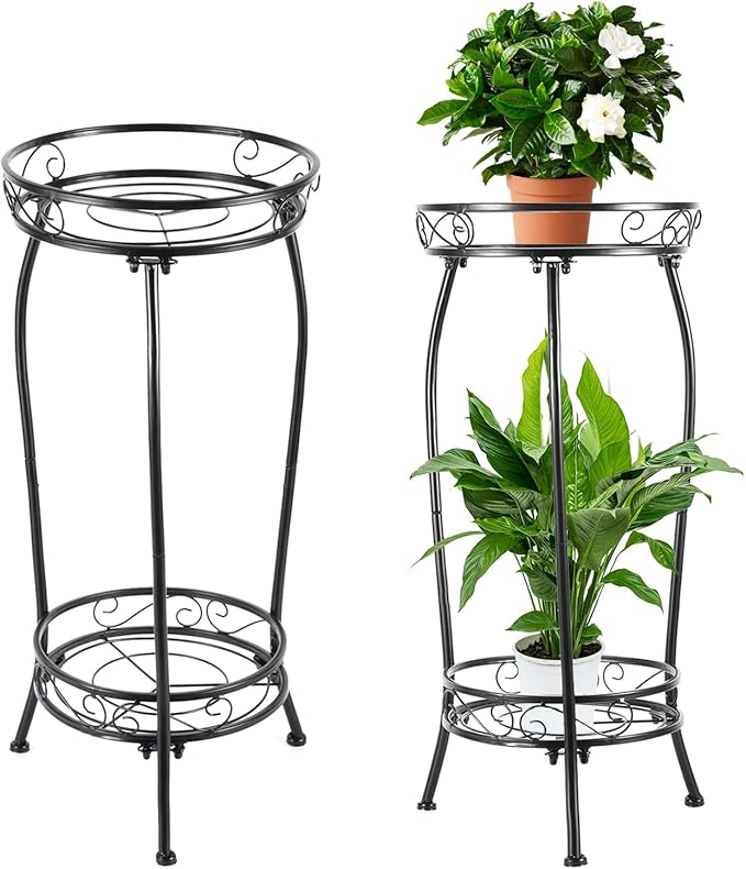 Plant Stand Indoor Outdoor，Tall Black Metal Rustproof Stable Plant Stands，2 - Image 7