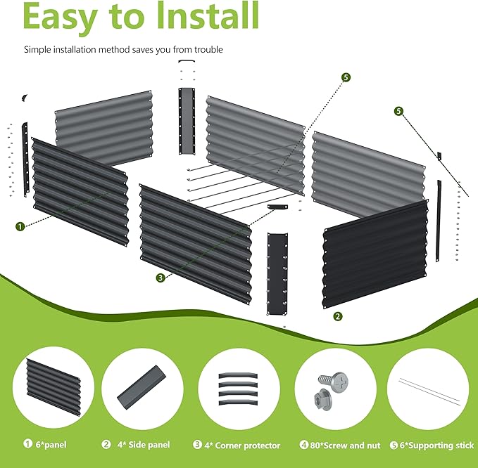8x2x2FT Galvanized Raised Garden Bed, Galvanized Planter Boxes Outdoor - Image 3