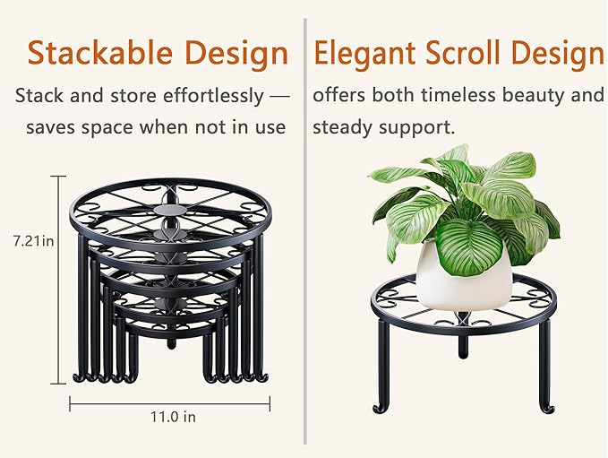 5-Pack Metal Plant Stand Indoor Anti-Rust Flower Display Stand Heavy Duty - Image 5
