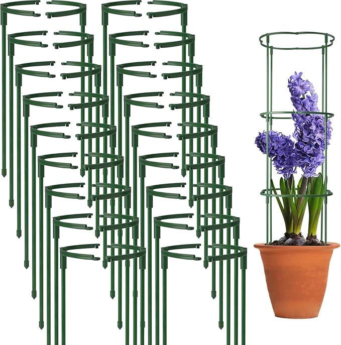 36 Packs Plant Support Stake, Half Round Stackable 3 Tier Garden Flower Support by kulusion