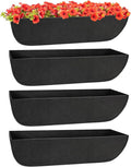 Riare 4 Pack 24 Inch Black Fabric Window Box Liners- Felt Square Trough Planter by Riare