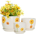 Ceramic Plant Pots Set of 3, 6.75/5.6/4.2 inch Planters by Hlukana