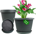 Large-Planter-Indoor-Outdoor Plant Pots, 12 inch 4 Pack Plastic Flower Pots by Myfeegoin