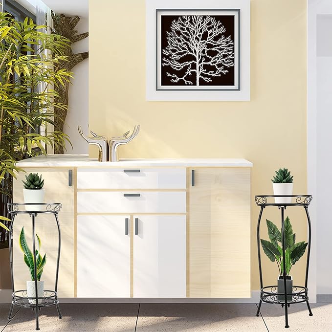 2-Pack Plant Stand Indoor Outdoor, Tall Black Metal Rustproof Stable Plant - Image 4