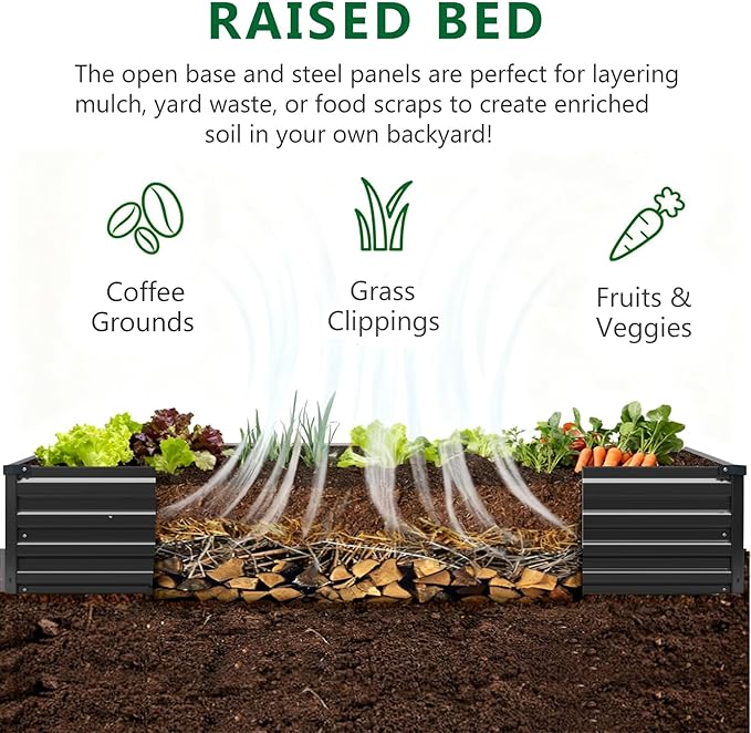 3 Pack 6x3x1FT Galvanized Raised Garden Beds Kit Outdoor Metal Gardening - Image 4