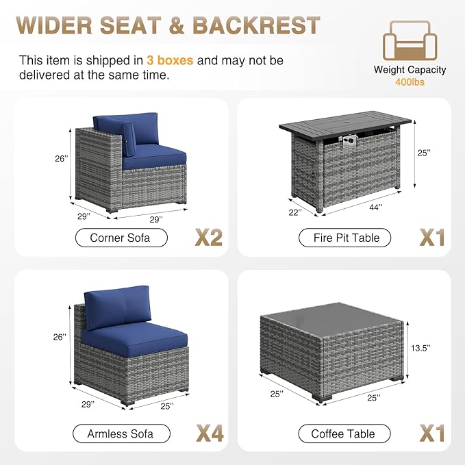 Aoxun Patio Furniture Sets, 8-Piece Outdoor Patio Furniture - Image 7