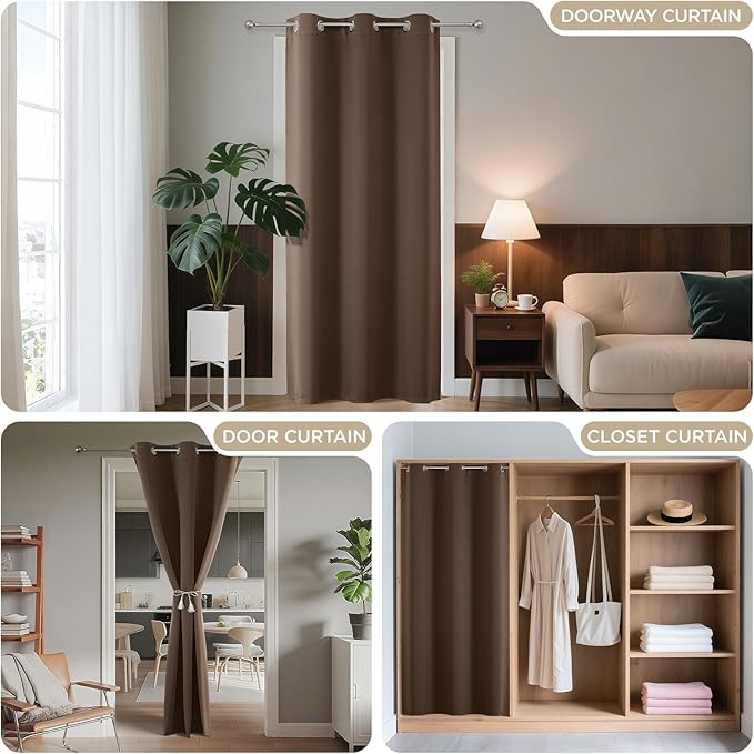 Joydeco Blackout Door Curtain for Doorway Privacy 78 Inches Long, Grommet - Image 4