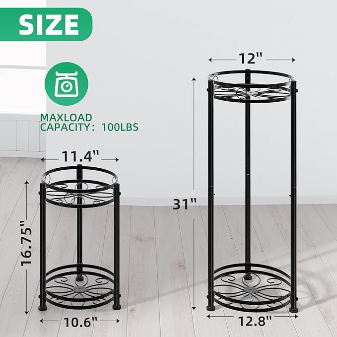 Simple Trending Round Plant Stand Indoor Outdoor, Waterproof Metal Tall 31” - Image 6