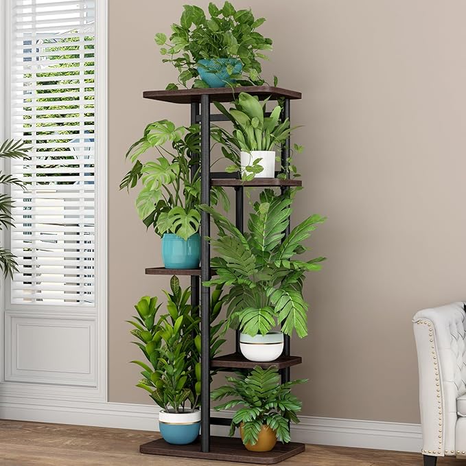 LINZINAR Plant Stand 5 Tier 6 Potted Indoor Plant Shelf Multiple Stands - Image 2