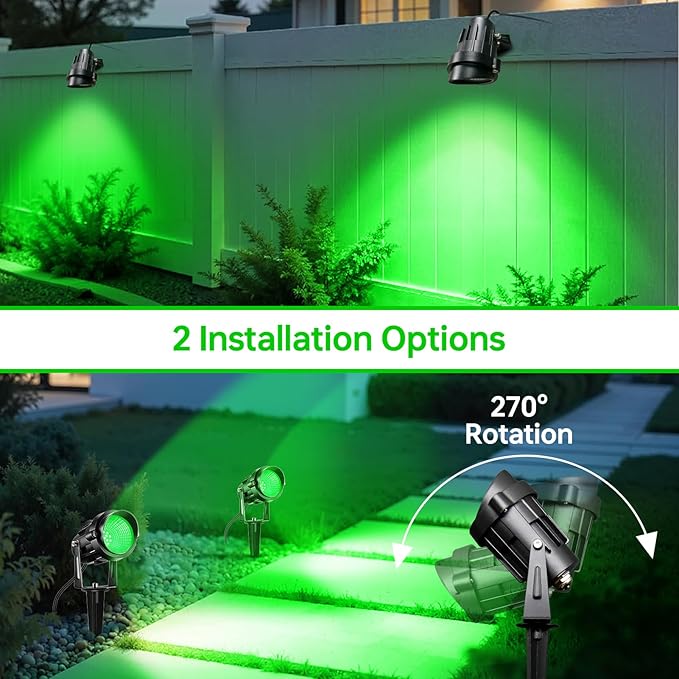 Christmas Spot Lights Outdoor Landscaping Spotlight, 12W Green LED Landscape - Image 3