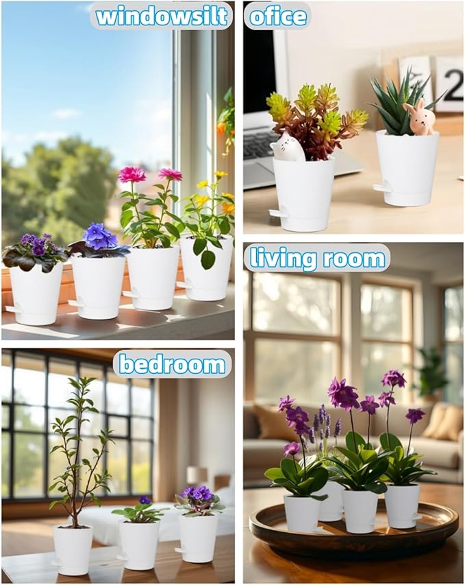 12 Pack 4 Inch Self Watering Plant Pots - Image 7