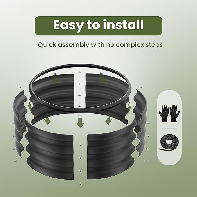 ZXZYHFTY Round Galvanized Raised Garden Bed kit, Round Large Metal Raised - Image 5