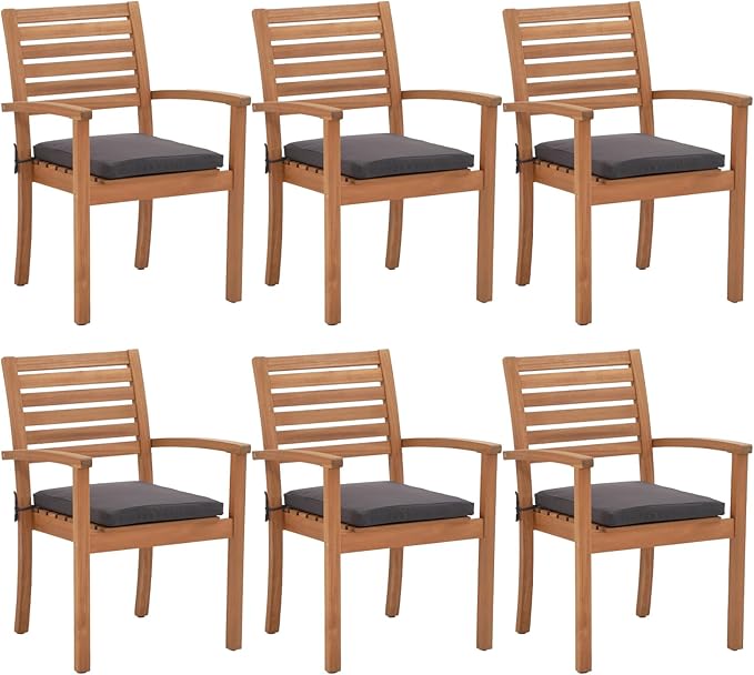 OC Orange-Casual Stackable Patio Dining Chairs Set of 6, Outdoor Acacia Wooden by OCOrange-Casual