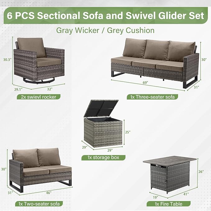 Belord 6-Piece Outdoor Sectional Furniture Set - Image 2