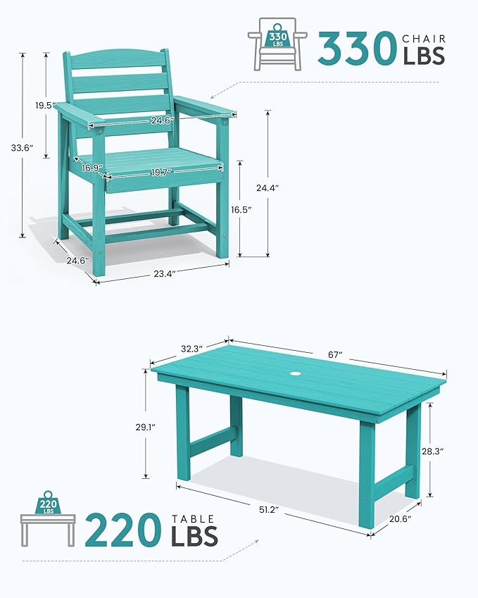 SERWALL 6-Person Outdoor Dining Table - Image 4
