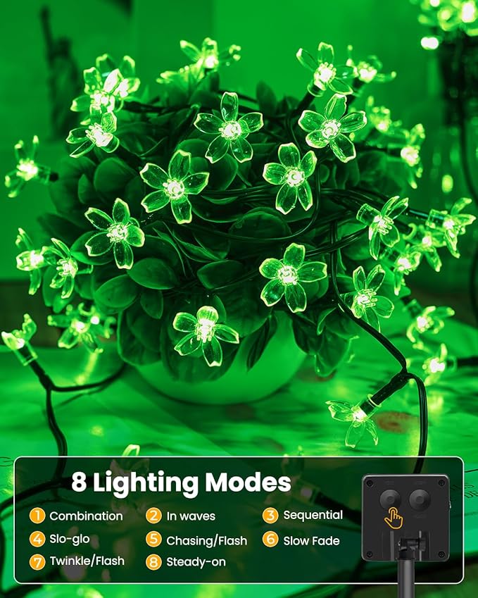 Brightown 60 LED Flower Solar Lights String Outdoor Waterproof Fairy Lights - Image 2