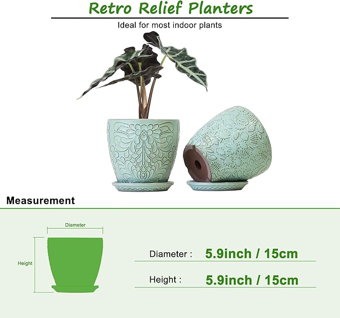 6 Inch Retro Ceramic Planter Set of 2 - Image 3