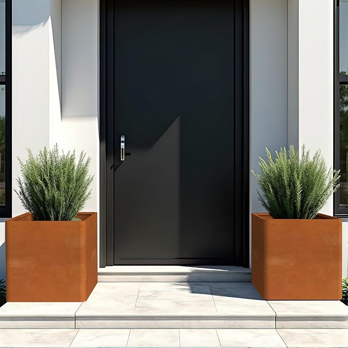 Corten Steel Planter Box 26" L x 26" W x 26" H, Large Metal Square Planter - Image 7