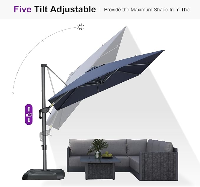 PURPLE LEAF 8'×8' Patio Cantilever Umbrella - Image 8