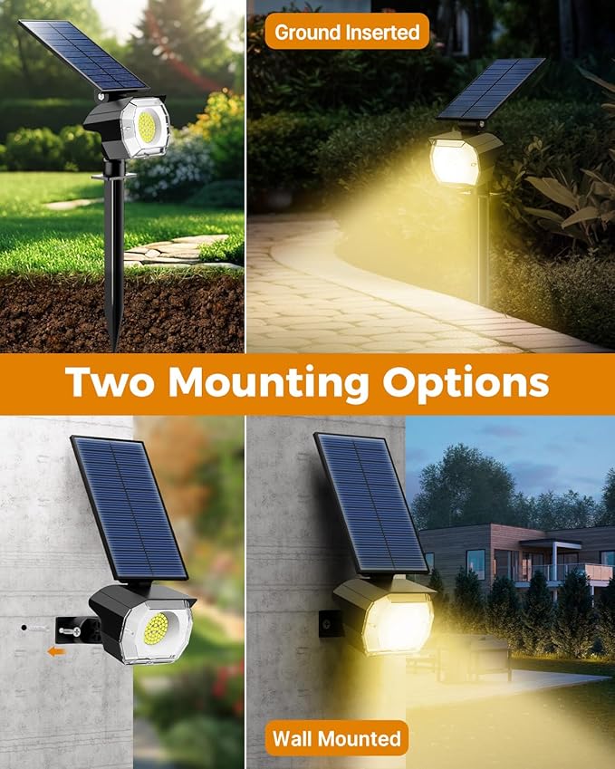 btfarm 2 Pack Solar Spot Lights Outdoor Waterproof IP65, 52 LED Landscape - Image 7