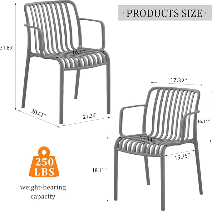 Patio Dining Chairs Set of 4, All-Weather Outdoor and Indoor Stackable Chairs - Image 2
