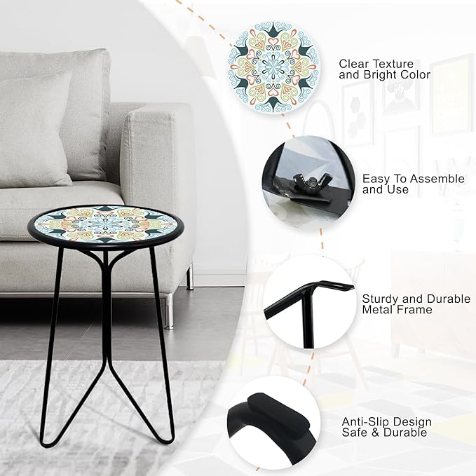 LIFFY Patio Side Table, Indoor Round Accent End Table - Image 4