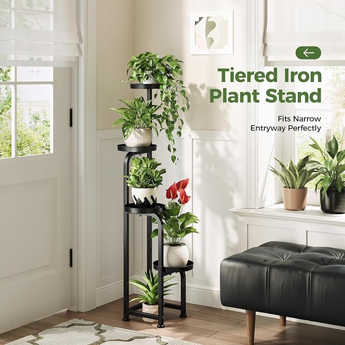 Bamworld Tall Plant Stand Indoor Outdoor, Corner Metal Flower Pot Stands - Image 5