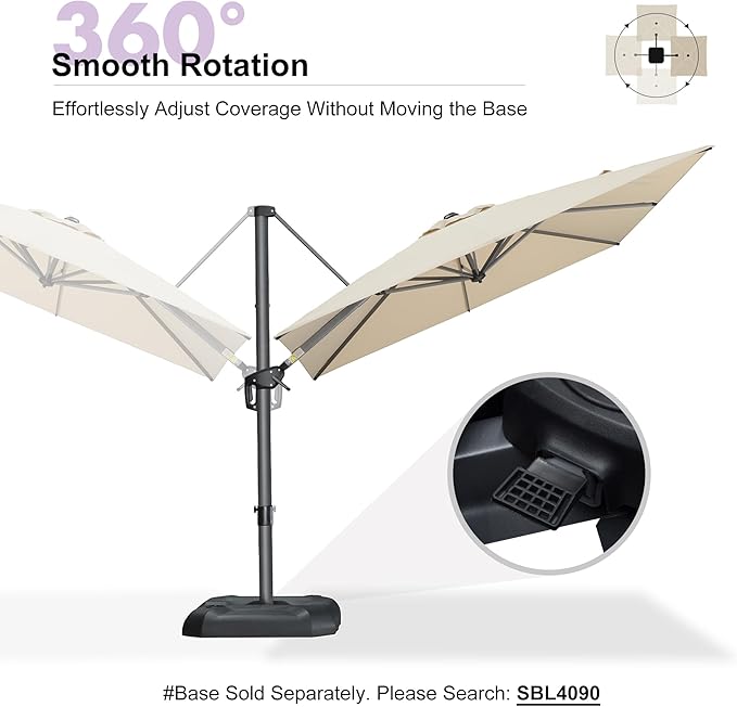 PURPLE LEAF 8 Feet Patio Umbrella Outdoor Cantilever Square Umbrella Aluminum - Image 8