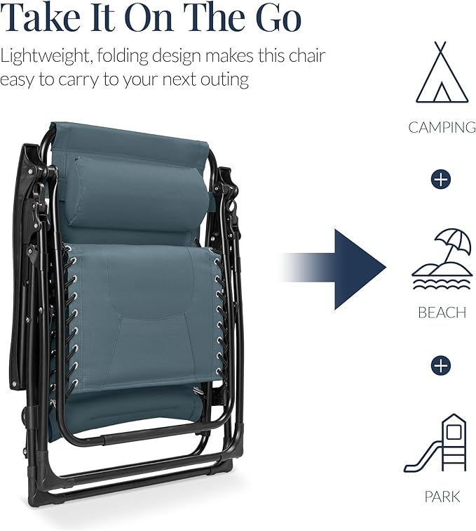 Best Choice Products Oversized Padded Zero Gravity Chair, Folding Outdoor Patio - Image 5