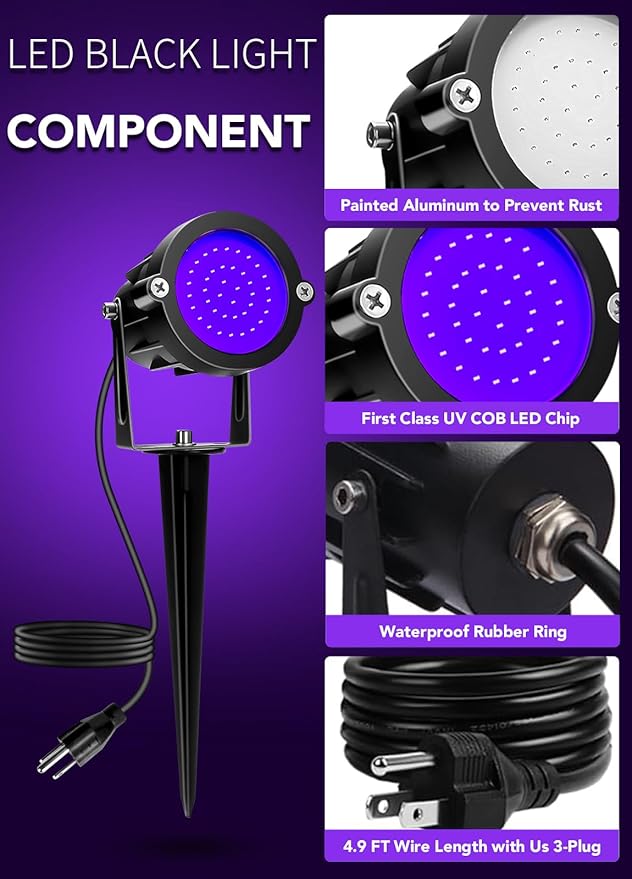 Elenora Halloween Spotlights Outdoor, 15W LED Black Light/Blacklight - Image 7