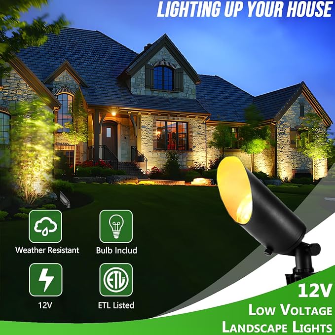 wowlite Landscape Spotlights 4 Pack, ETL Listed Low Voltage Spot Lights Outdoor - Image 2