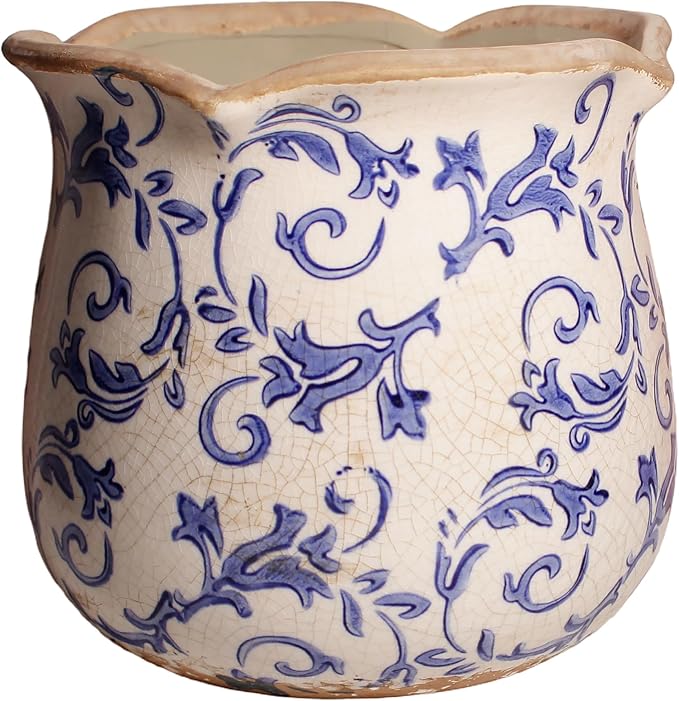 Retro Distressed Ceramic Flower Pots, Antique Crackle Glaze Planters by XiaanJiaju