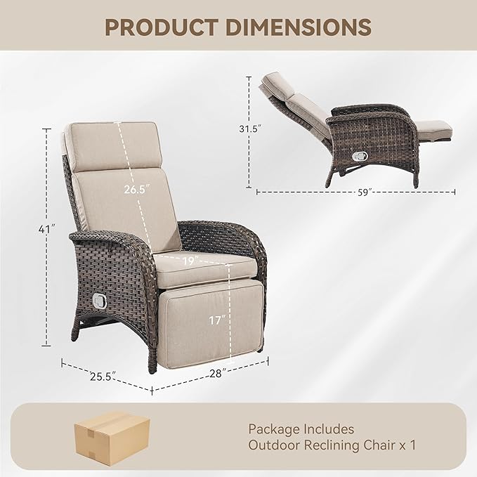 Zero Gravity Wicker Patio Recliner Chair - Image 2