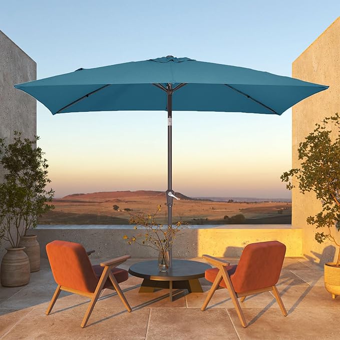 JEAREY 6.5x10 ft Rectangular Patio Umbrellas Rectangle Outdoor Umbrella - Image 2