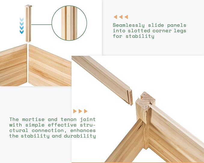 AMERLIFE Raised Garden Bed – 12x12x2 ft H-Shaped Wooden Planter Box, 180 Cu. Ft - Image 3