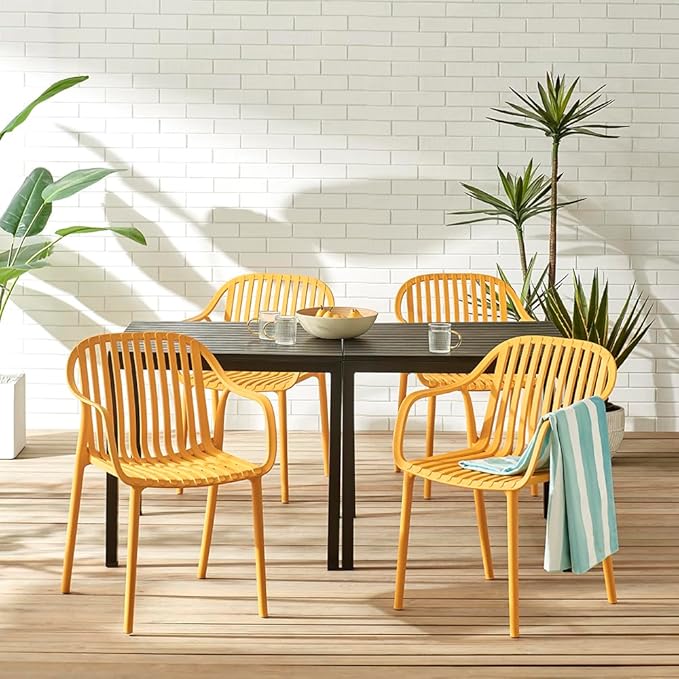 Modern Stackable Outdoor & Indoor Plastic Dining Chairs Set, Armchairs Set - Image 4