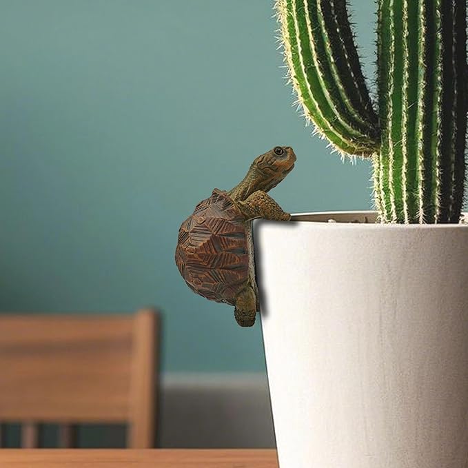 Mini Turtle Statue Miniature Tortoise Figurine Plant Pot Hanger, Realistic by Unknown