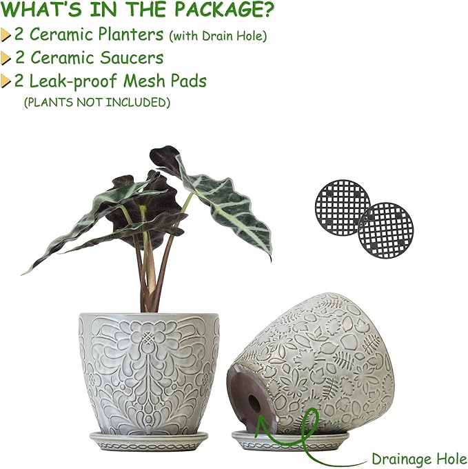 6 Inch Ceramic Planter Pots - Image 2