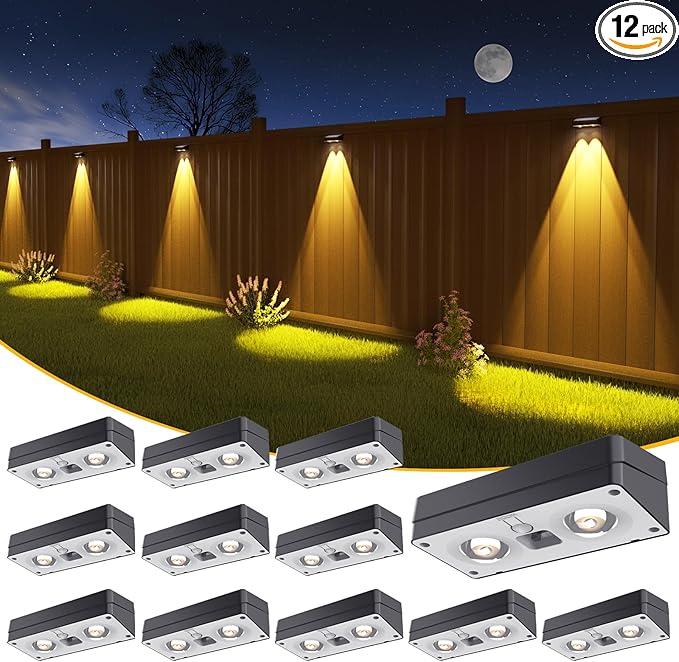 Solar Fence Lights 12 Pack, 50 Lumens Outdoor Fence Solar Lights by JOFIOS