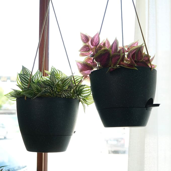 10 Inch Self Watering Hanging Pots, 2 Pack Hanging Planters - Image 6