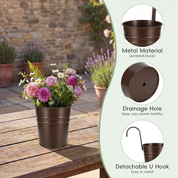 HowRU Hanging Flower Pots, Railing Planter Box - Image 3