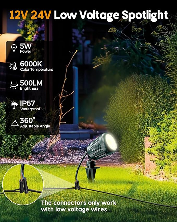 12V24V Low Voltage Landscape Lights Outdoor, 6000K White LED Landscape Lights - Image 3