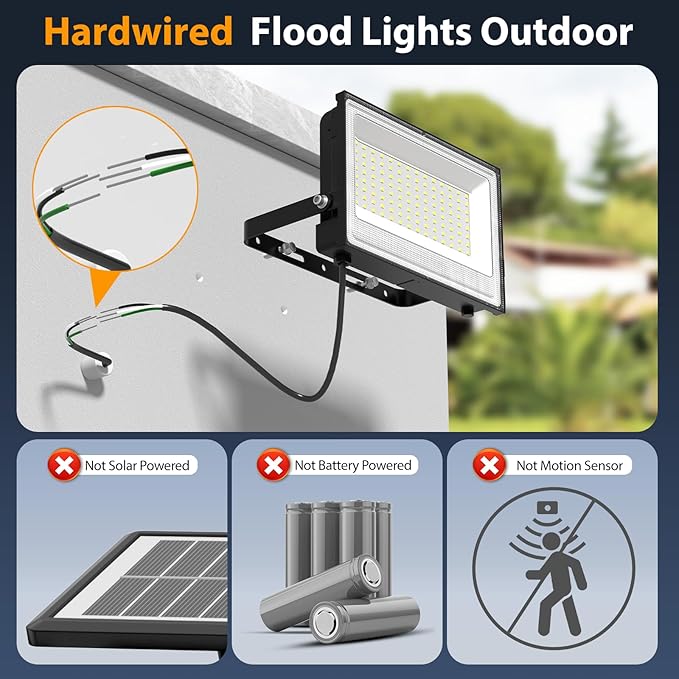 Onforu 150W LED Flood Light Outdoor, 15000LM Security Lights, IP66 Waterproof - Image 2