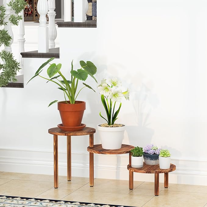 3 Tiers Plant Stand Indoor, Wood Plant Stands - Image 5
