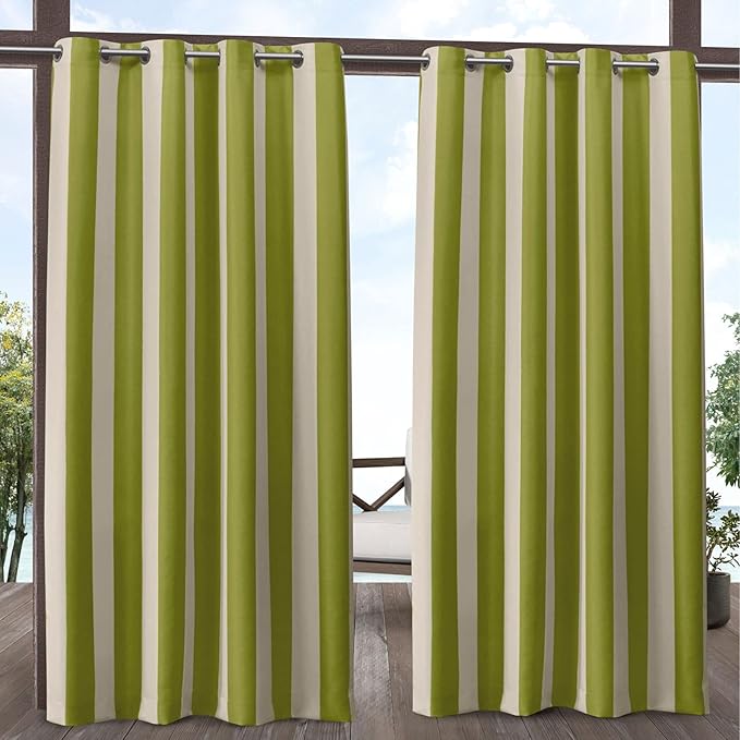 Exclusive Home Canopy Stripe Indoor/Outdoor Grommet Top Curtain Panel, Kiwi / by Exclusive+Home