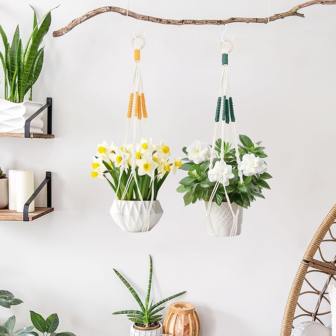 Augshy 27inch Macrame Plant Hanger, 2 Packs Plant Hangers - Image 4