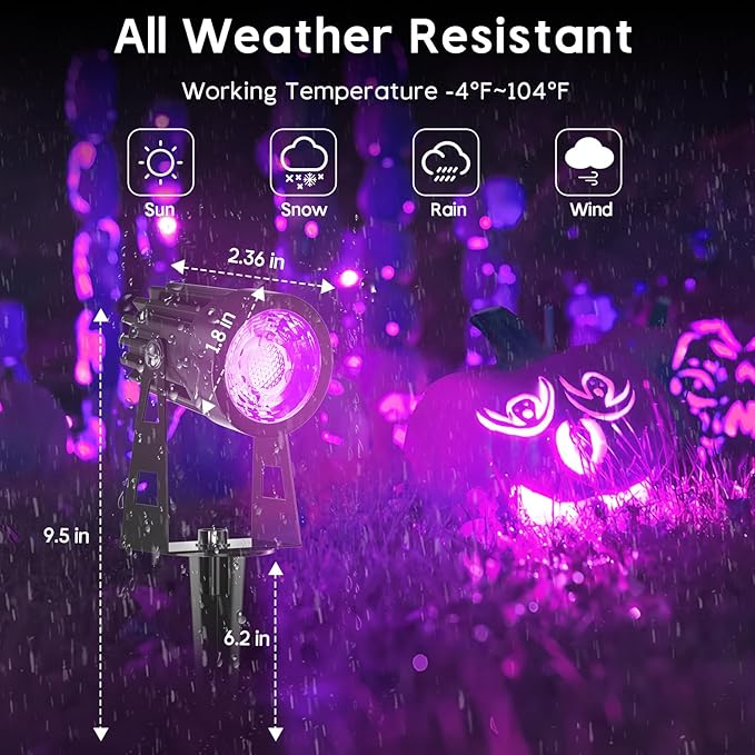 Black Light Outdoor, 3W Halloween Blacklight Spotlight IP67 Waterproof - Image 6